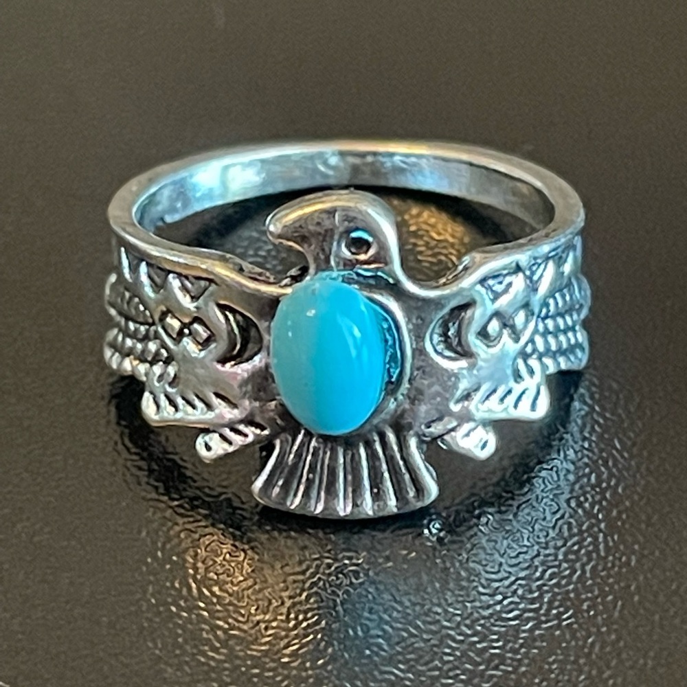 Turquoise stone eagle ring size 5